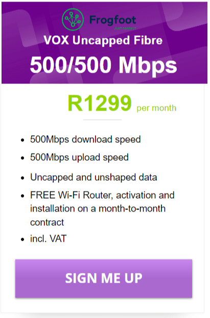 Vox Fibre 500/500Mbps Package