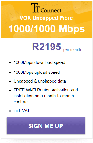 Vox TT Connect Fibre 1000/1000Mbps Package