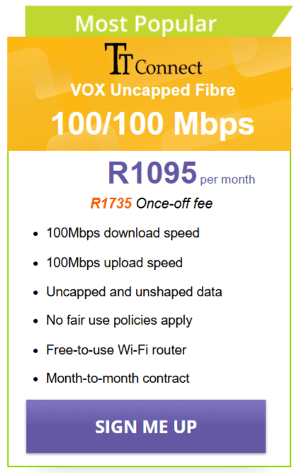 Vox TT Connect Fibre 100/100 Mbps Package
