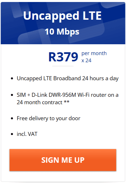 Telkom Uncapped LTE 10Mbps SIM & Router 
