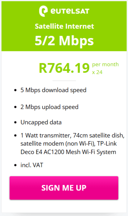 Eutelsat 5/2 Mbps Satellite Deal