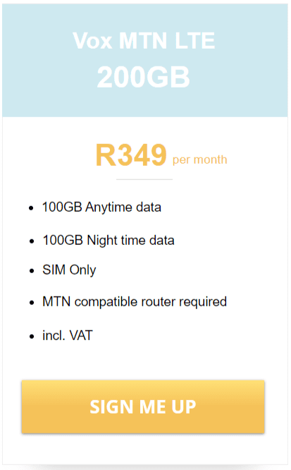 Vox MTN LTE 200GB Package