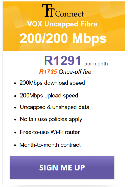Vox TT Connect Fibre 200/200Mbps Package