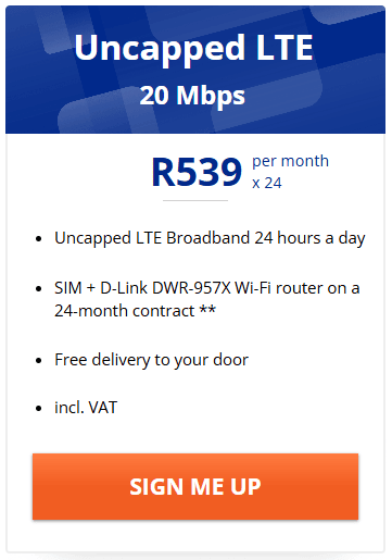 Telkom Uncapped LTE 20Mbps SIM & Router 