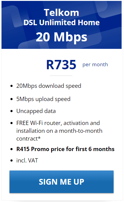 Telkom DSL 20Mbps Package