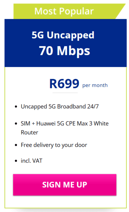 Telkom 5G 70Mbps Package