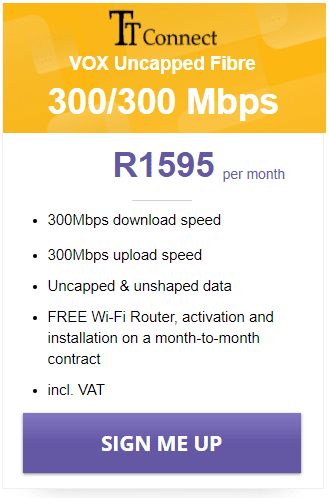 Vox TT Connect Fibre 300/300 Mbps Package