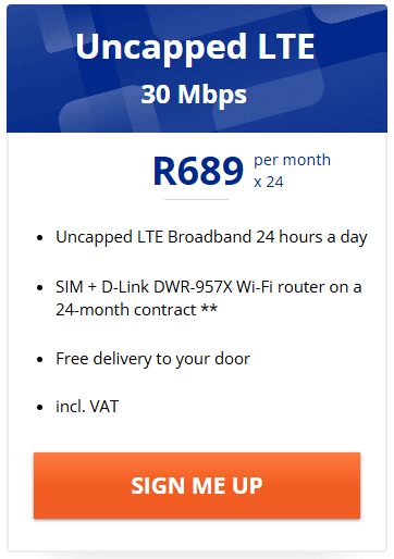 Telkom Uncapped LTE 30Mbps SIM & Router 