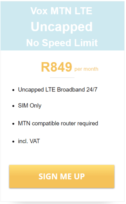 Vox MTN LTE Uncapped No Speed Limit Package