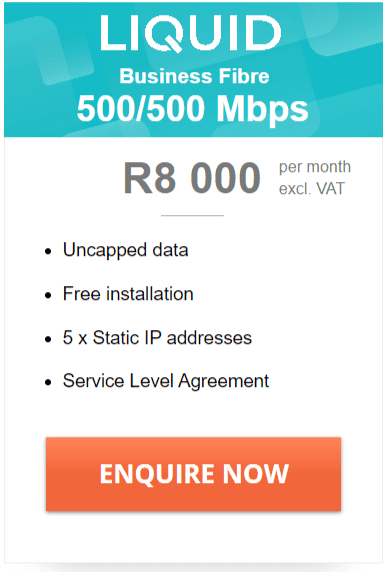 Liquid Business Fibre 500/500Mbps Package