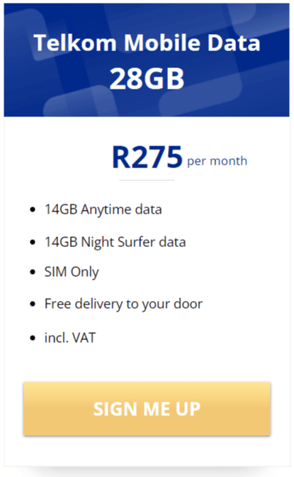 Telkom Mobile Data 28GB Package