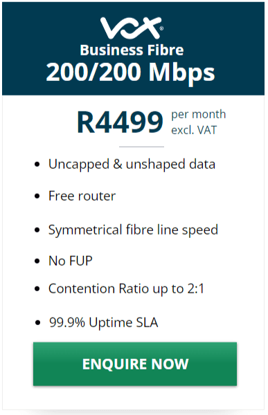 Vox Business Fibre 200/200Mbps Package