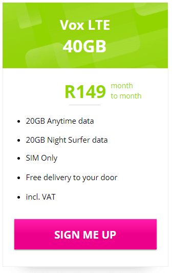 Vox LTE 20GB Package