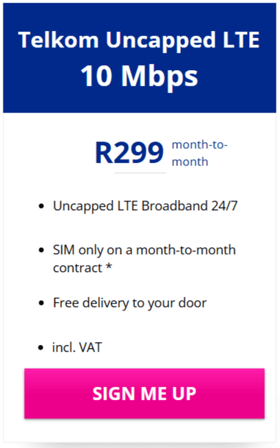 Telkom LTE 10Mbps Package