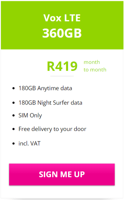 Vox LTE 180GB Package