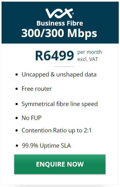 Vox Business Fibre 300/300Mbps Package