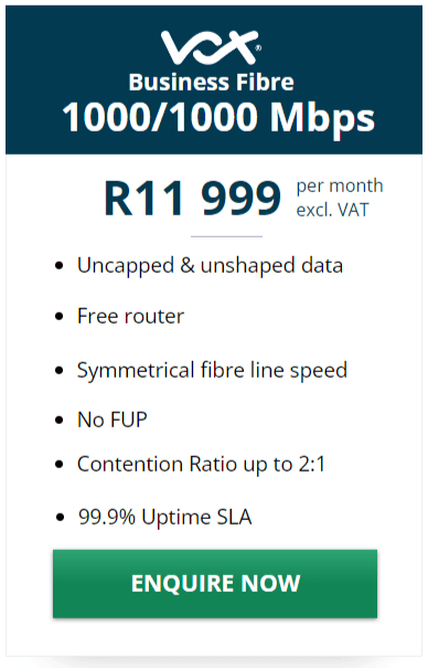 Vox Business Fibre 1000/1000Mbps Package