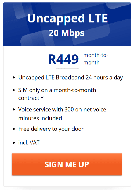 Telkom Uncapped LTE 20Mbps SIM Only 