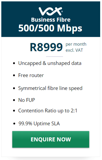 Vox Business Fibre 500/500Mbps Package