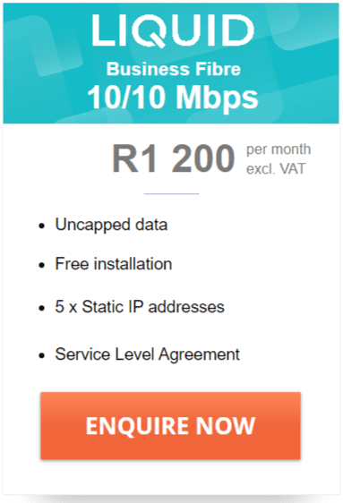 Liquid Business Fibre 10/10Mbps Package