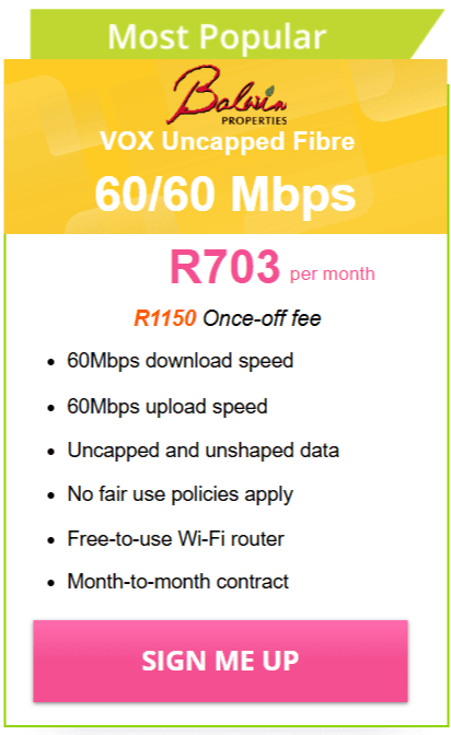 Vox Balwin Fibre 60/60 Mbps Package