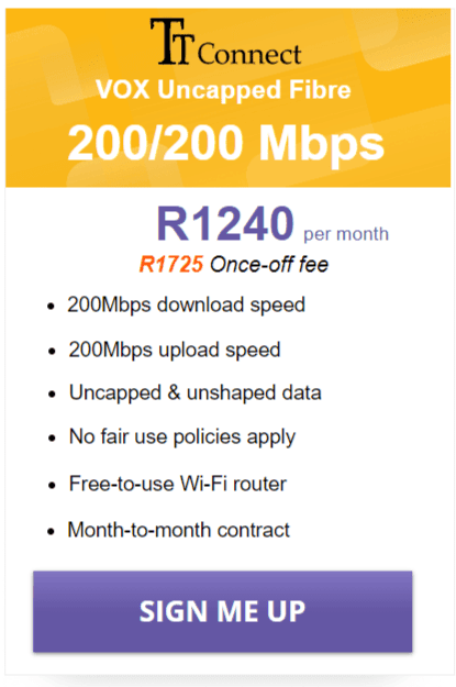 Vox TT Connect Fibre 200/200Mbps Package