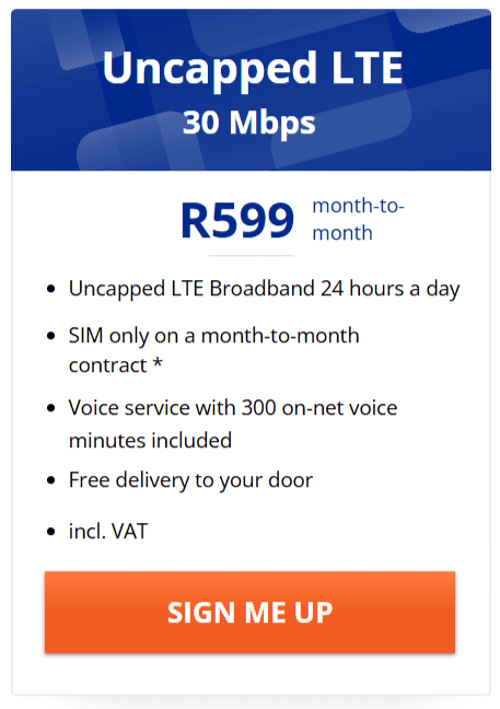 Telkom Uncapped LTE 30Mbps SIM Only 