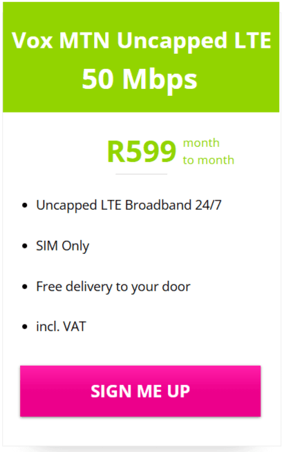 50Mbps Vox MTN Uncapped LTE