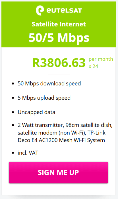 Eutelsat 50/5 Mbps Satellite Deal