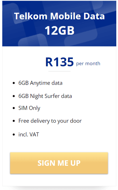 Telkom Mobile Data 12GB Package