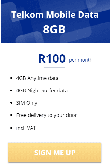 Telkom Mobile Data 8GB Package