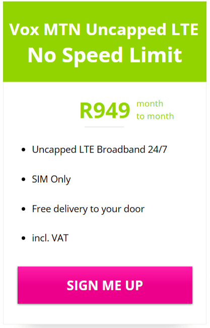 No Speed Limit Vox MTN Uncapped LTE