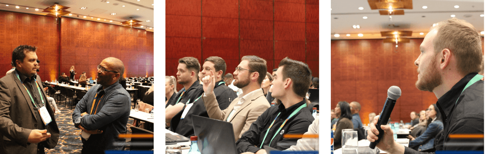 A collage of images of the DSL Telecom team members engaging with zoho users and zoho representatives at Zoholics 2023