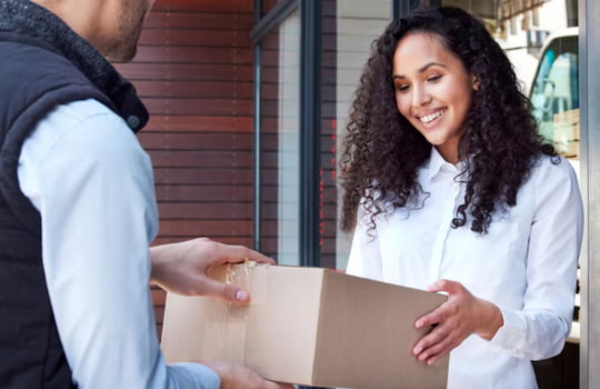 Woman accepting her Telkom uncapped LTE SIM card delivered within 3-5 working days in South Africa
