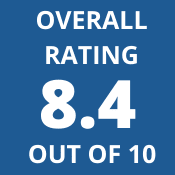 The overall rating out of 10 for FreshBooks is 8.4