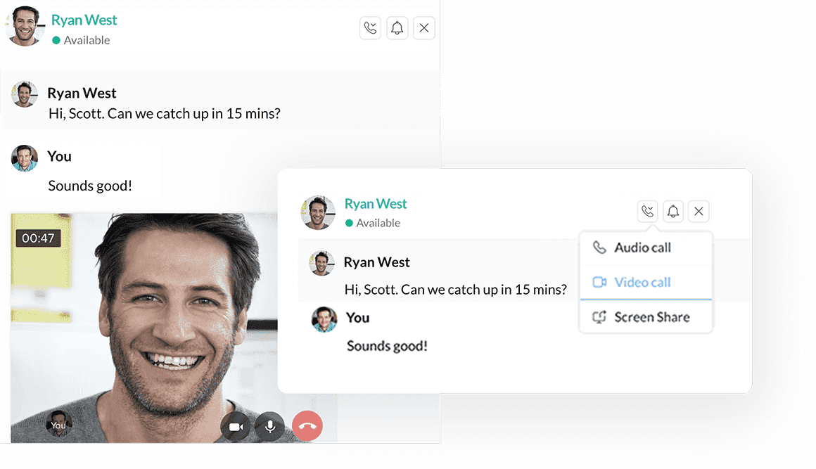 Zoho Cliq offers instant chat, voice calling and video calling capabilities for streamlined communication
