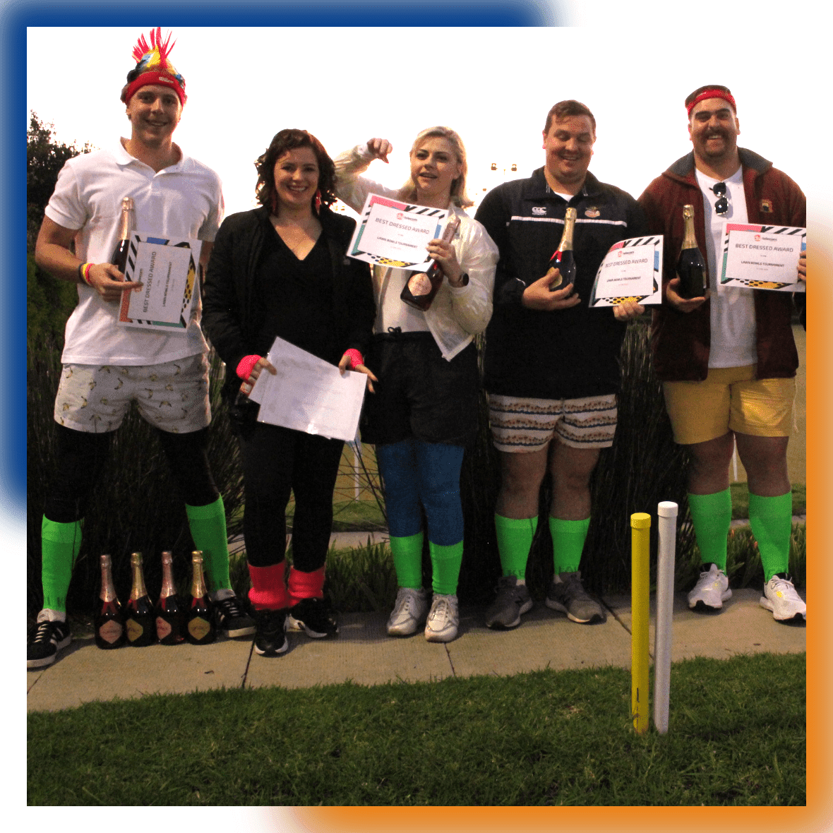  DSL Telecom's best dressed team for for the 80s- themed mid year event.