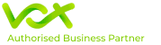 Logo of Vox. DSL Telecom is an Authorised Vox Business Partner.