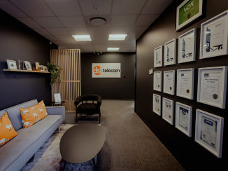 The DSL Telecom office with awards and achievements DSL Telecom's award-winning Somerset West office, home to one of South Africa's top Zoho partner.
