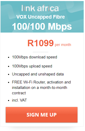 Telkom Fibre 20/10Mbps Package