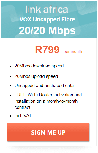 Telkom Fibre 20/10Mbps Package