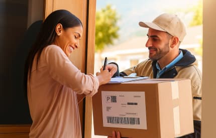 Person accepting their Telkom 5G SIM card delivery, ready to activate mobile data plans in South Africa.