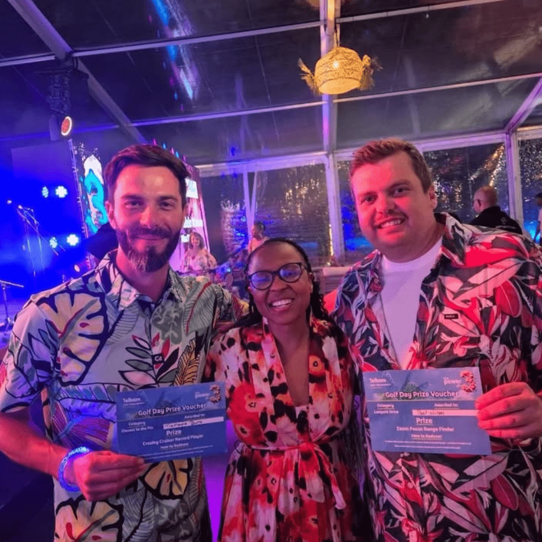 An image of Tremayne, Paul, and Nonhlanhla from Telkom