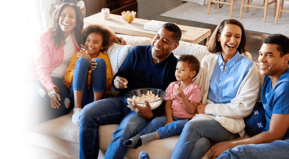 A family streaming movies connected to their Telkom fibre internet 