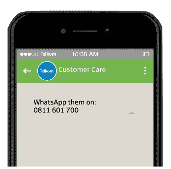 Contact Telkom on WhatsApp number 0811 601 700 for customer care services.