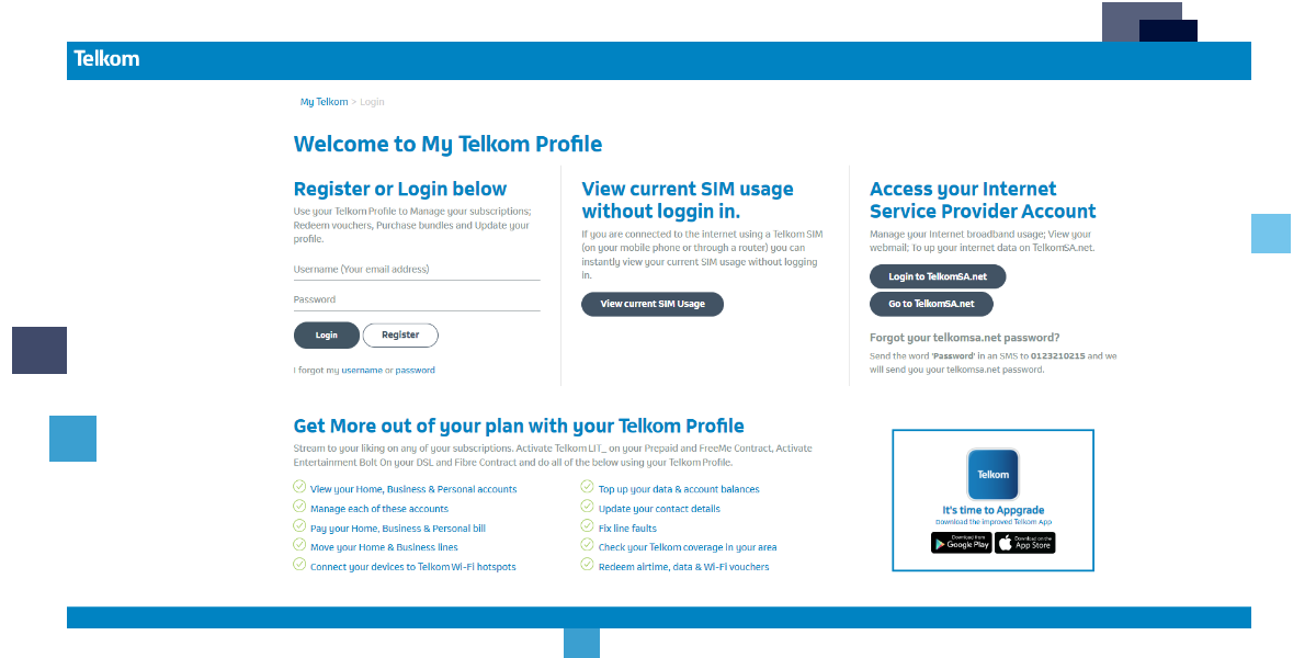 Register or login to your Telkom account.