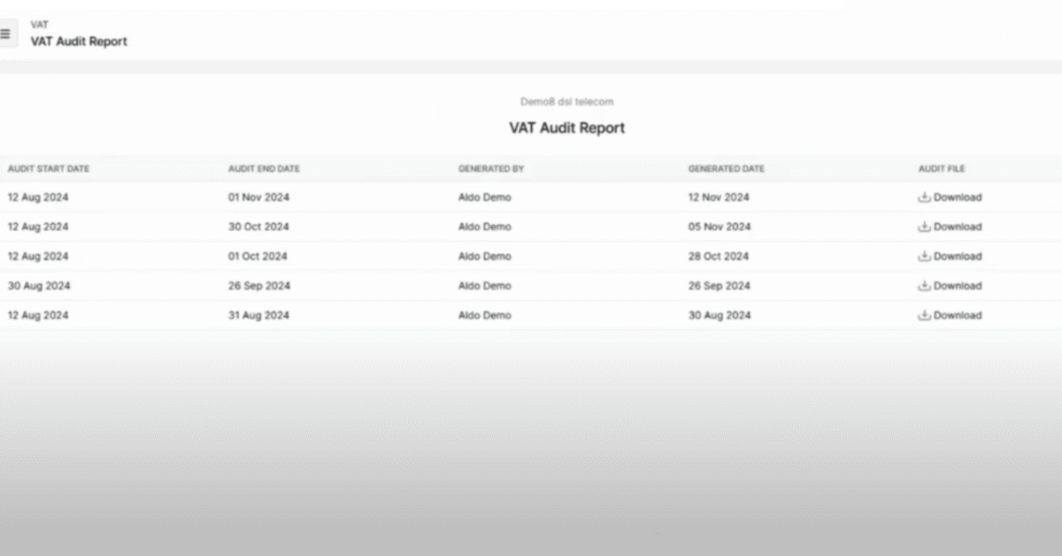 VAT Audit Report Generation