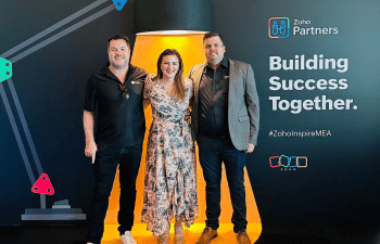 DSL Telecom's directors, Dean, Danielle and Paul at the Zoho Inspire 2024 event in Dubai