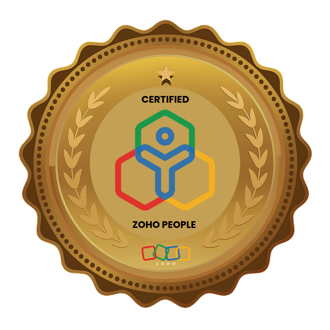 Zoho People logo. DSL Telecom helps businesses manage HR processes with Zoho People.