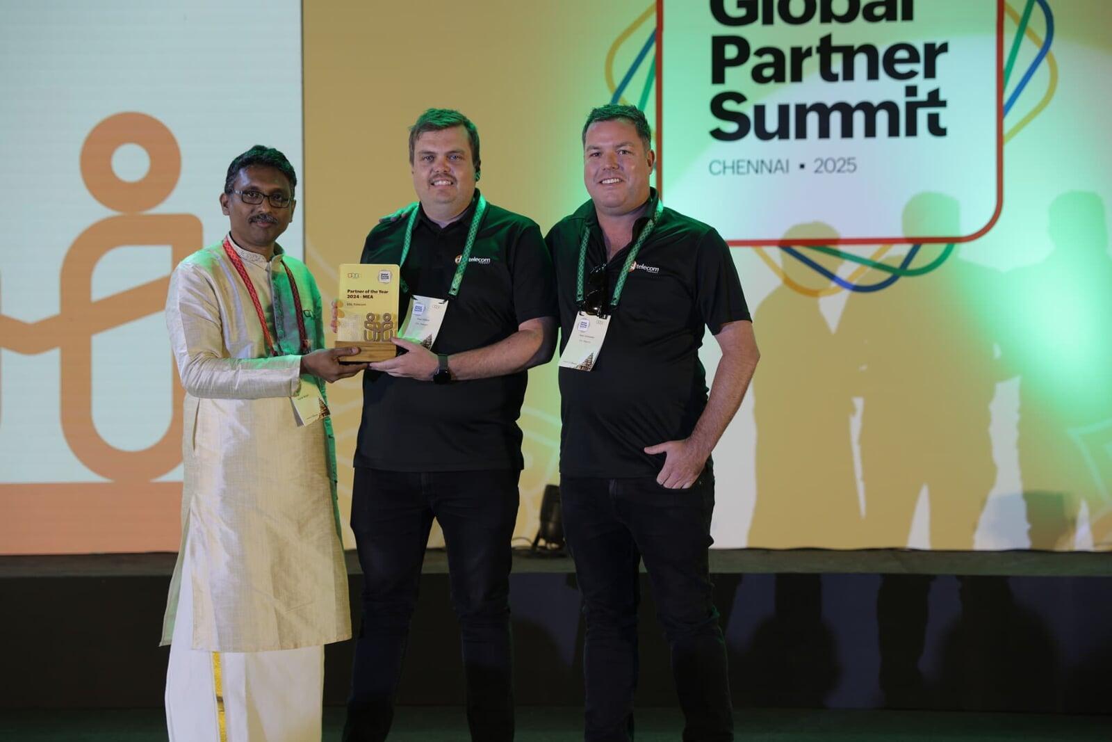DSL Telecom Directors receiving the  Zoho Partner Of The Year  Award in Chennai